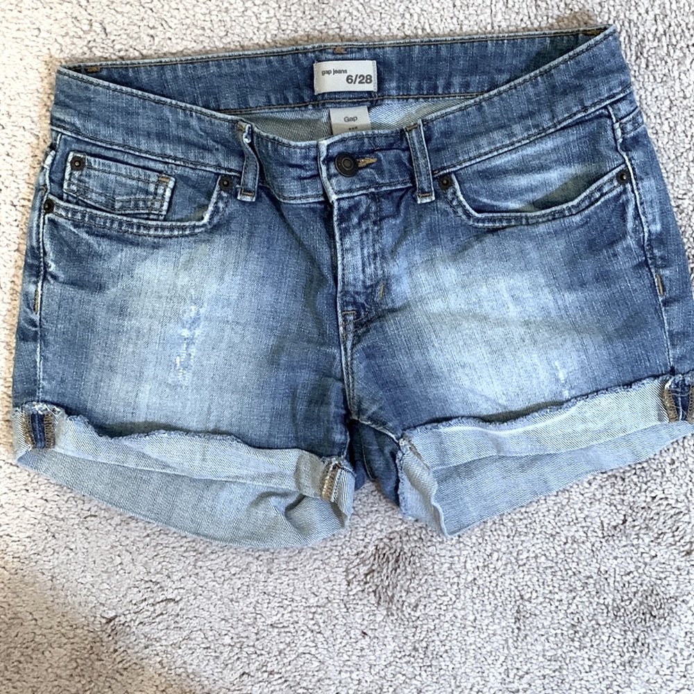 GAP jeans denim 3” inseam distressed shorts